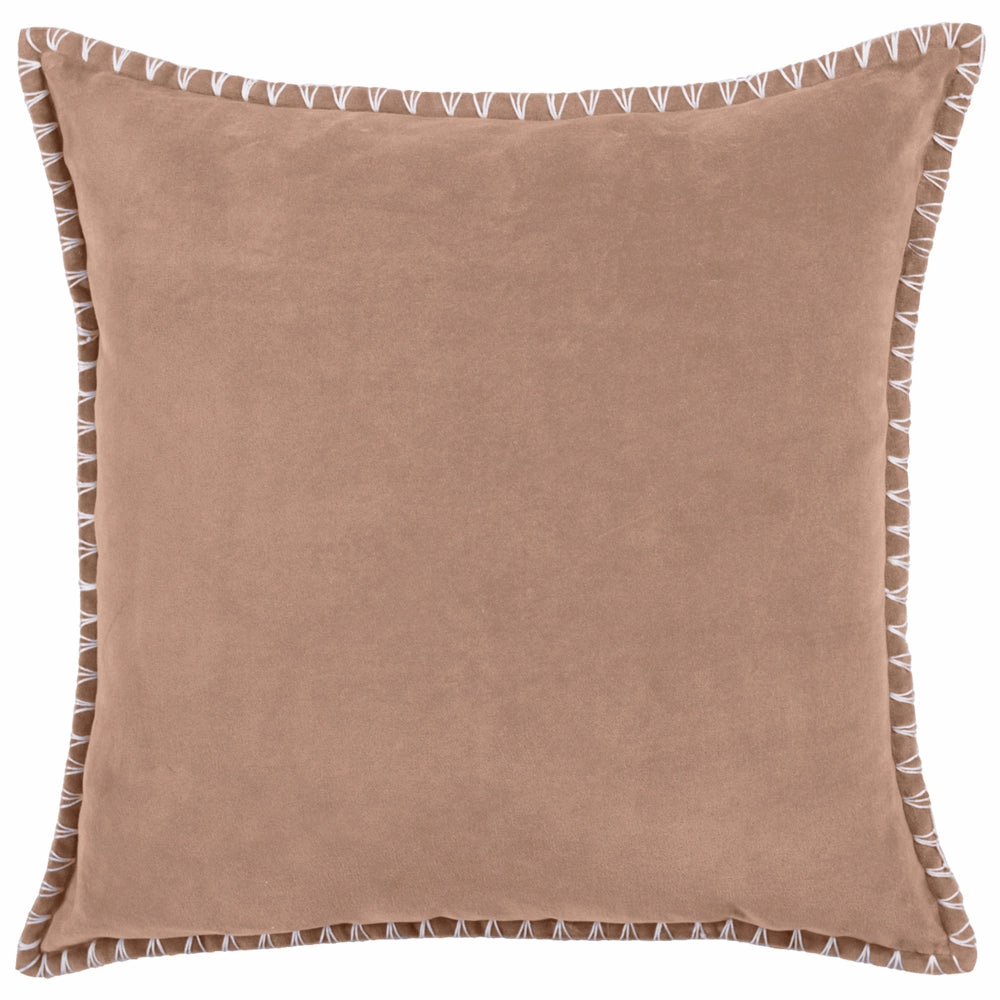 Stitch Embroidered Feather Cushion Coral