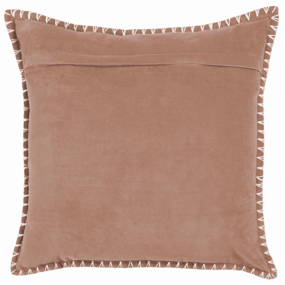 Stitch Embroidered Feather Cushion Coral