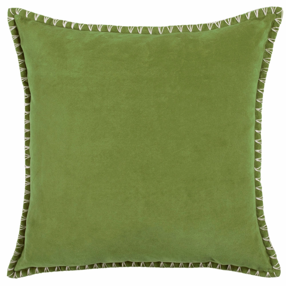 Stitch Embroidered Feather Cushion Grass