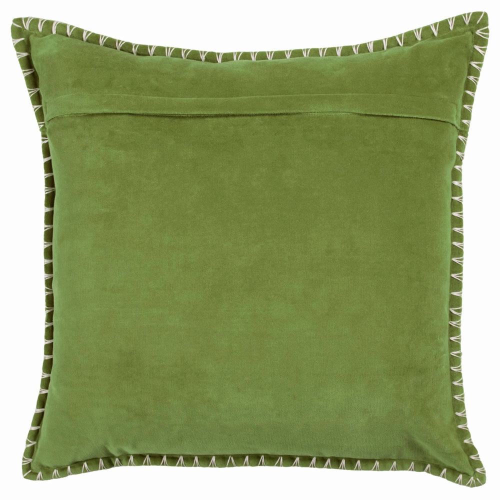 Stitch Embroidered Feather Cushion Grass