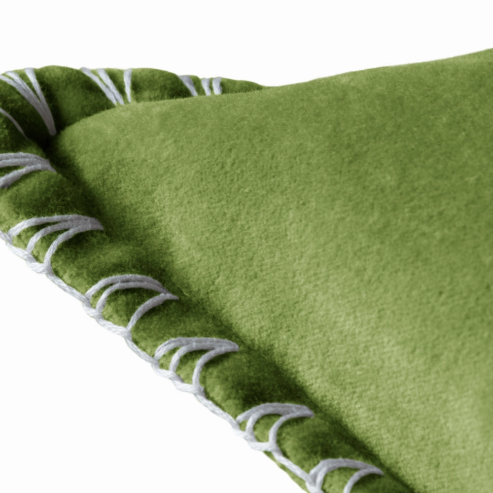 Stitch Embroidered Feather Cushion Grass