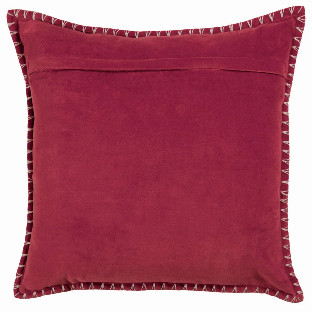 Stitch Embroidered Feather Cushion Pomegranate