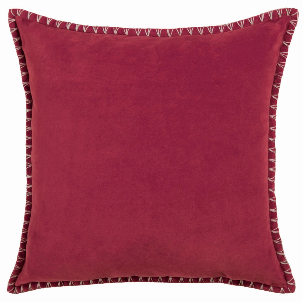 Stitch Embroidered Feather Cushion Pomegranate