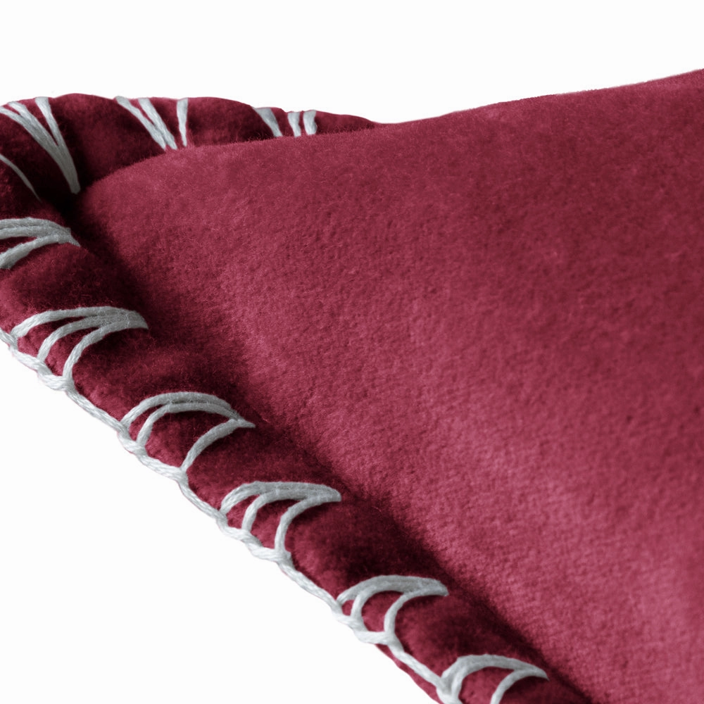 Stitch Embroidered Feather Cushion Pomegranate