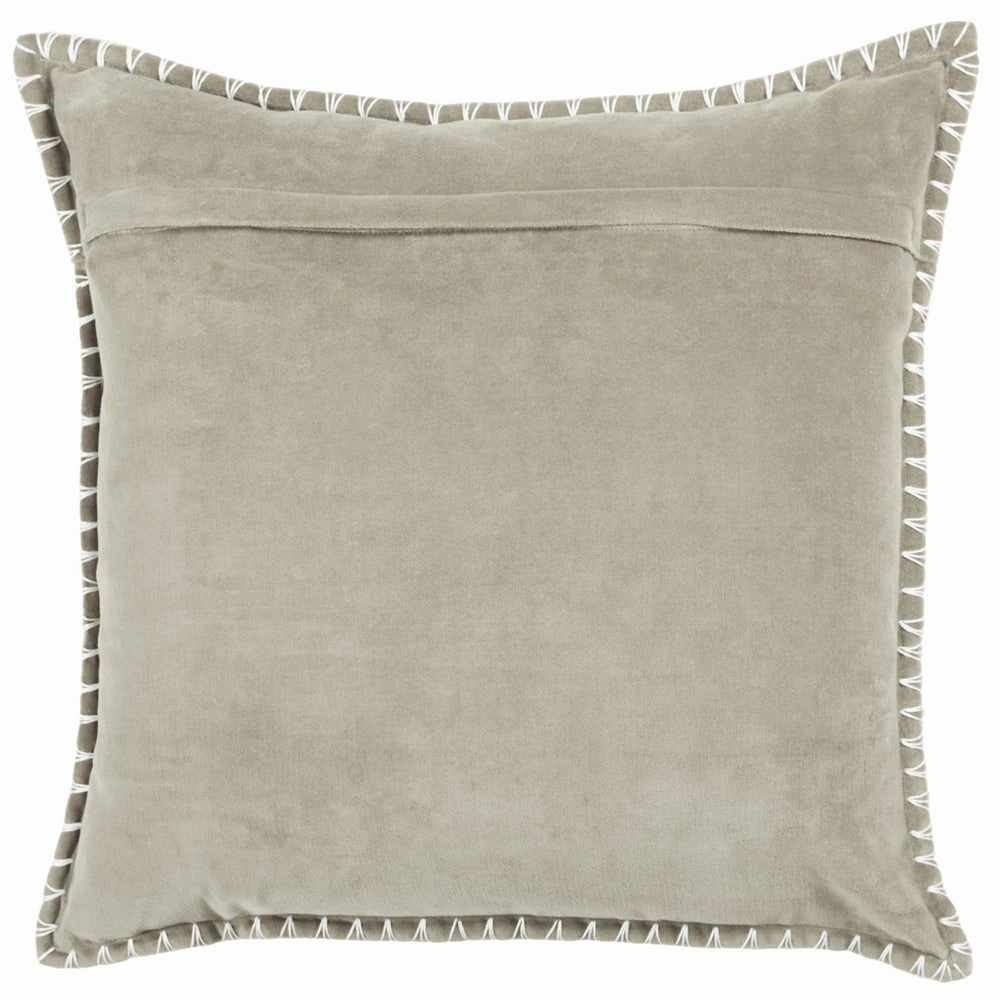 Stitch Embroidered Feather Cushion Quartz
