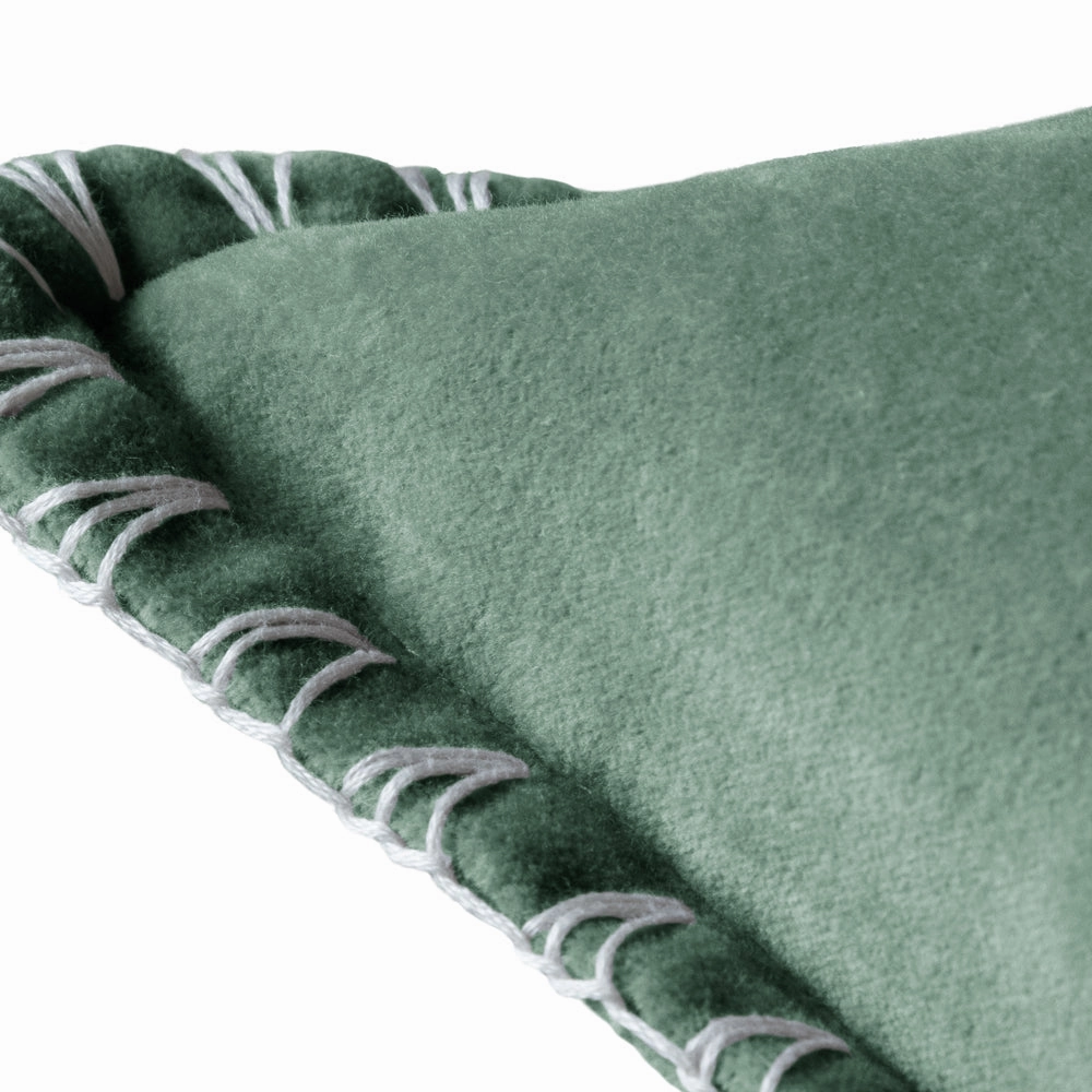 Stitch Embroidered Feather Cushion Seafoam