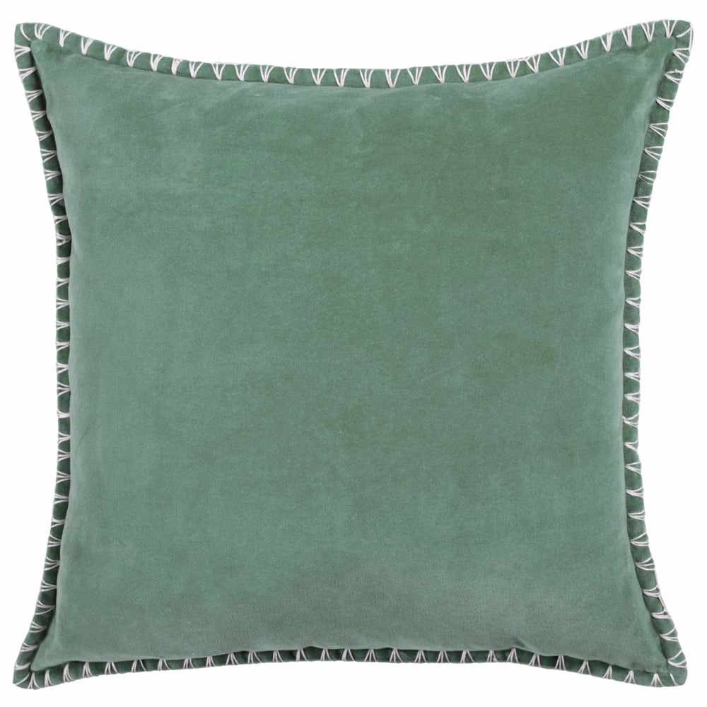Stitch Embroidered Feather Cushion Seafoam