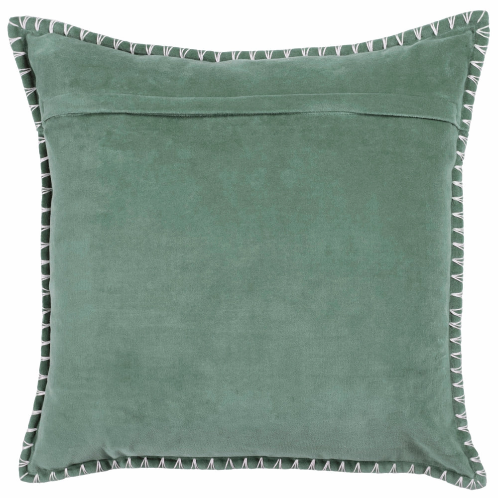Stitch Embroidered Feather Cushion Seafoam