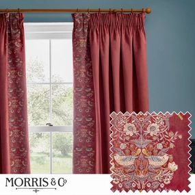 Strawberry Thief Embroidered Floral Velvet Pencil Pleat Curtains Berryhome decor ,wall decor 