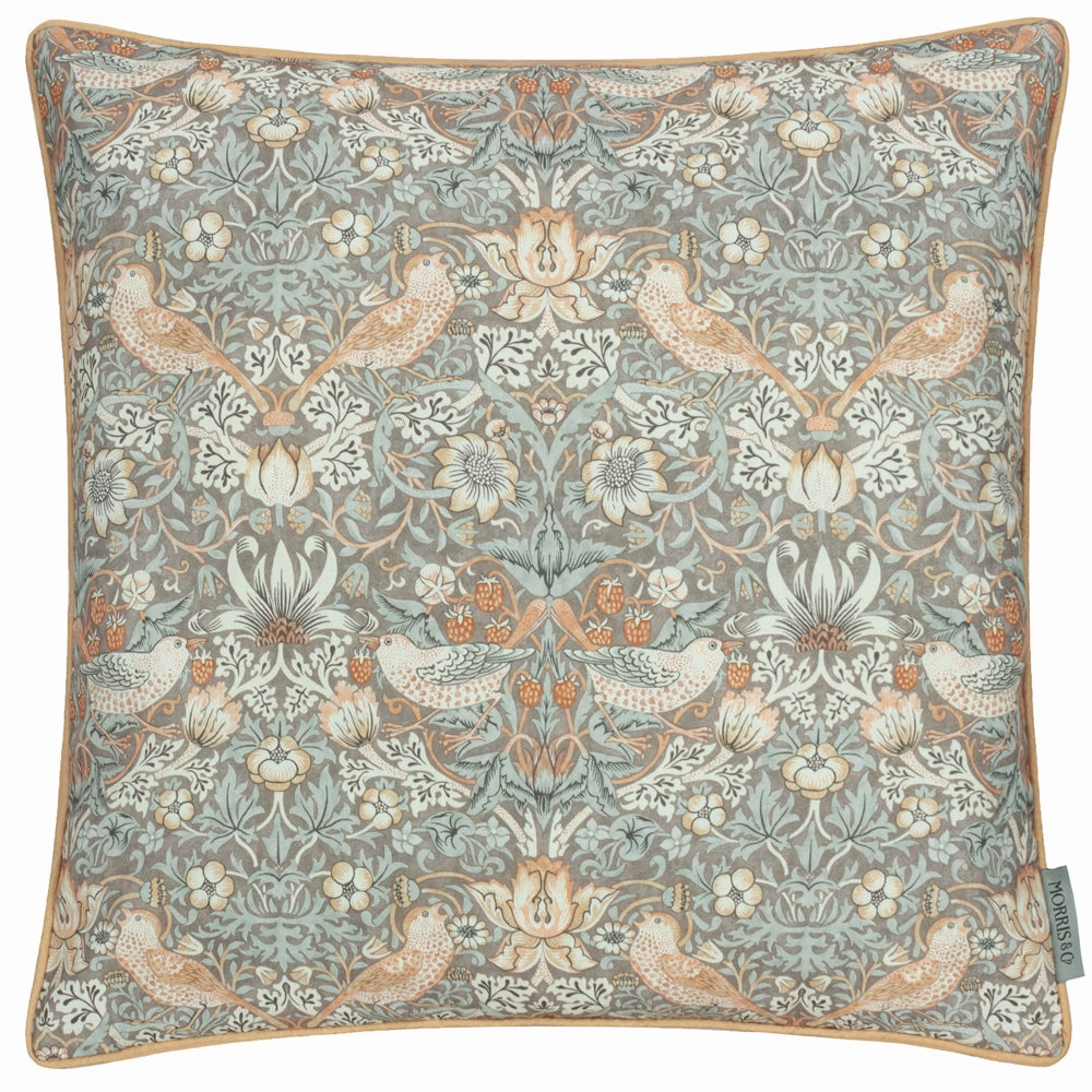 Strawberry Thief Piped Outdoor Cushion Biscuit