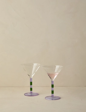Striped Martini Glass (Set of 2) by FAZEEKhome decor ,wall decor 