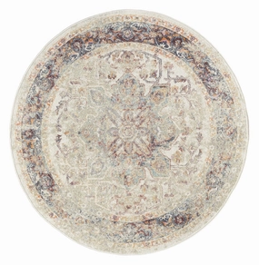 Summer Orange and Blue Multi-Colour Distressed Round Rugmodern color block patchwork rug
