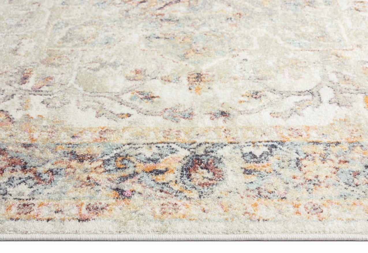 Summer Orange and Blue Multi-Colour Distressed Rug