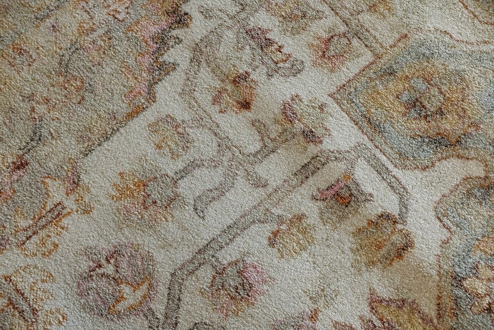 Summer Orange and Blue Multi-Colour Distressed Rug