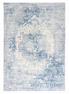 Suri Blue and Grey Distressed Washable Rugmodern color block patchwork rug