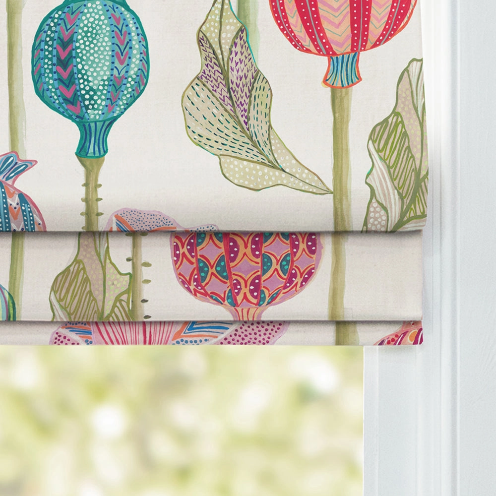 Sutami Printed Linen Made to Measure Roman Blinds Ecru