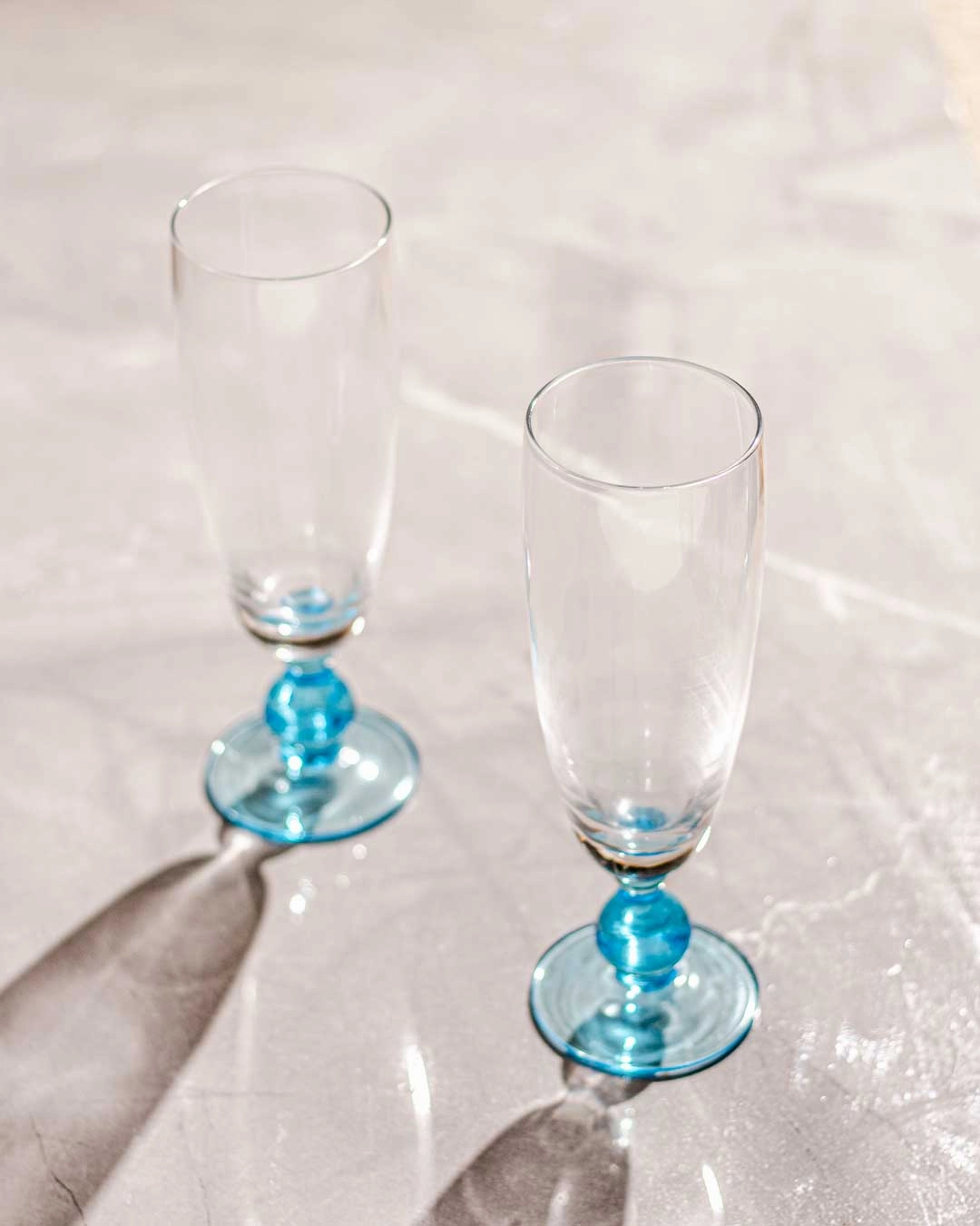 Swirl Blue Champagne Flute - Set of 6