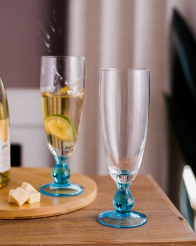 Swirl Blue Champagne Flute - Set of 6modern kitchen decor ,kitchen dinner set ,dinnerware 