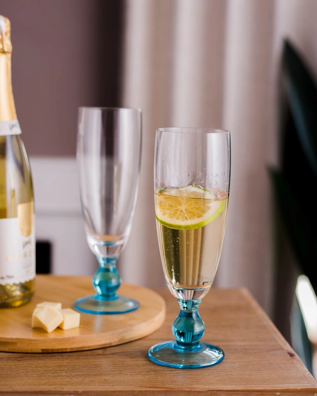 Swirl Blue Champagne Flute - Set of 6