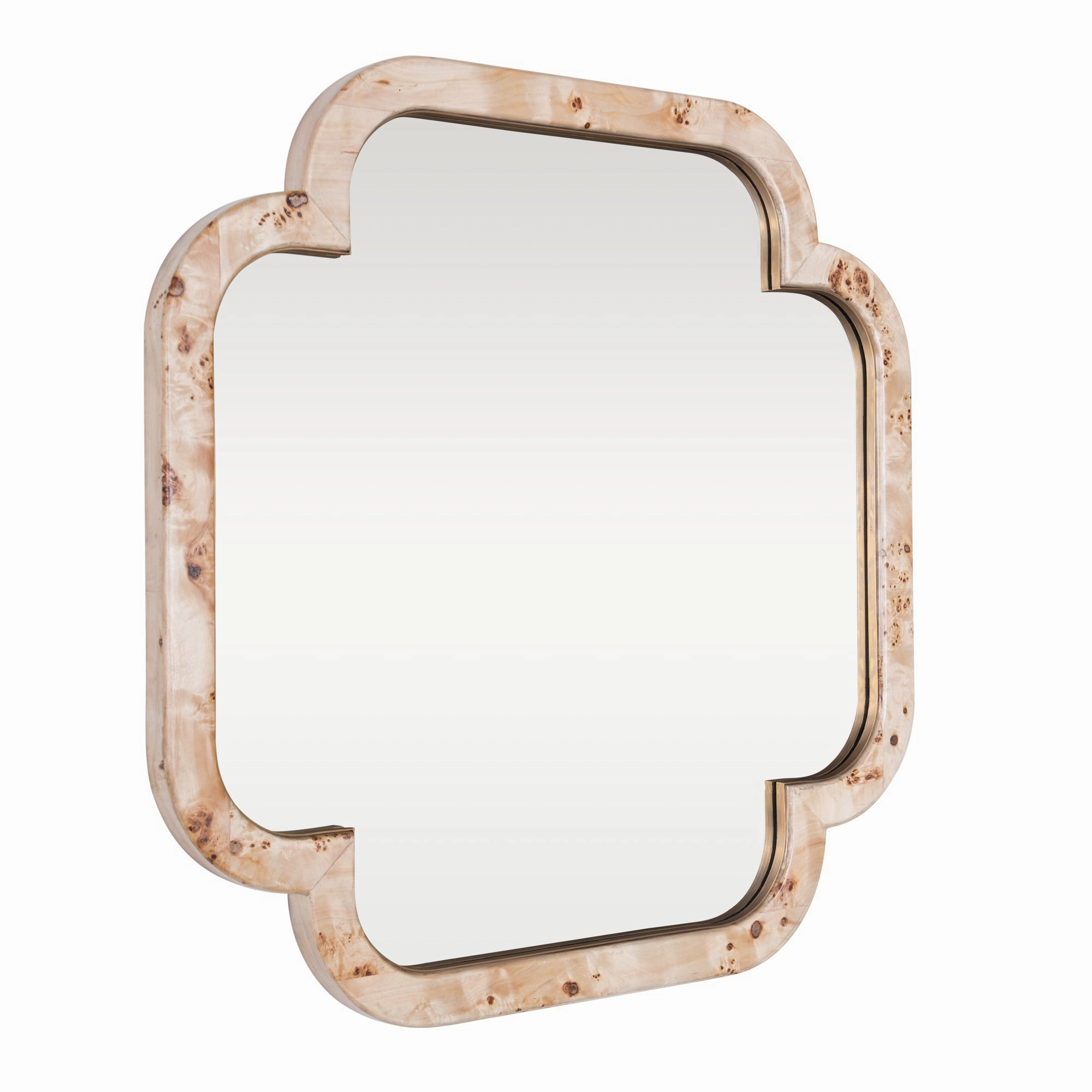 Swiss 455MI36B 36x36 Wall Mirror - Poplar Burl/Weathered Brass