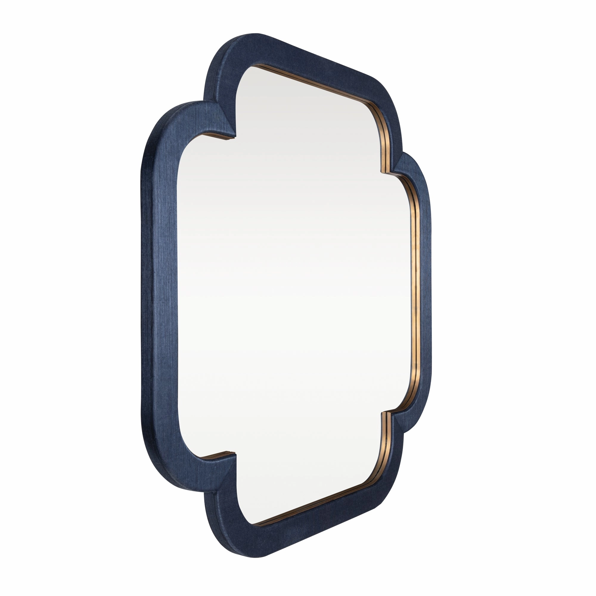Swiss 455MI50A 50x50 Wall Mirror - Dark Blue Grasscloth/Weathered Brass