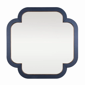 Swiss 455MI50A 50x50 Wall Mirror - Dark Blue Grasscloth/Weathered Brasswall mounted decorative mirror,full length dressing mirror