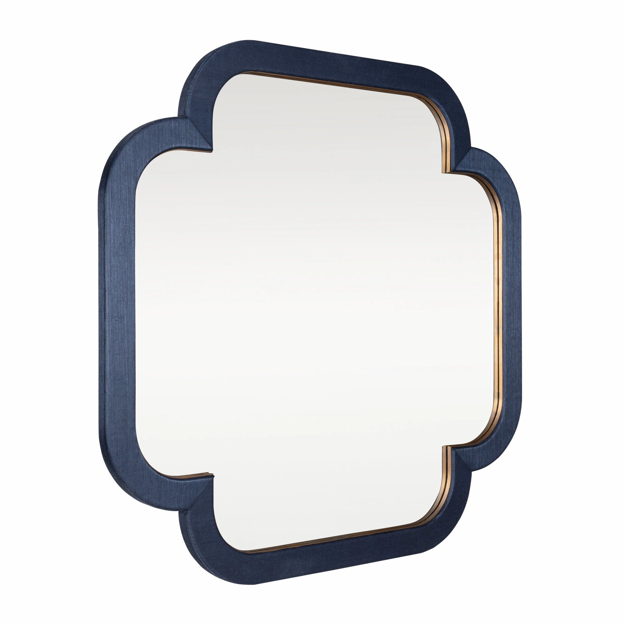 Swiss 455MI50A 50x50 Wall Mirror - Dark Blue Grasscloth/Weathered Brass