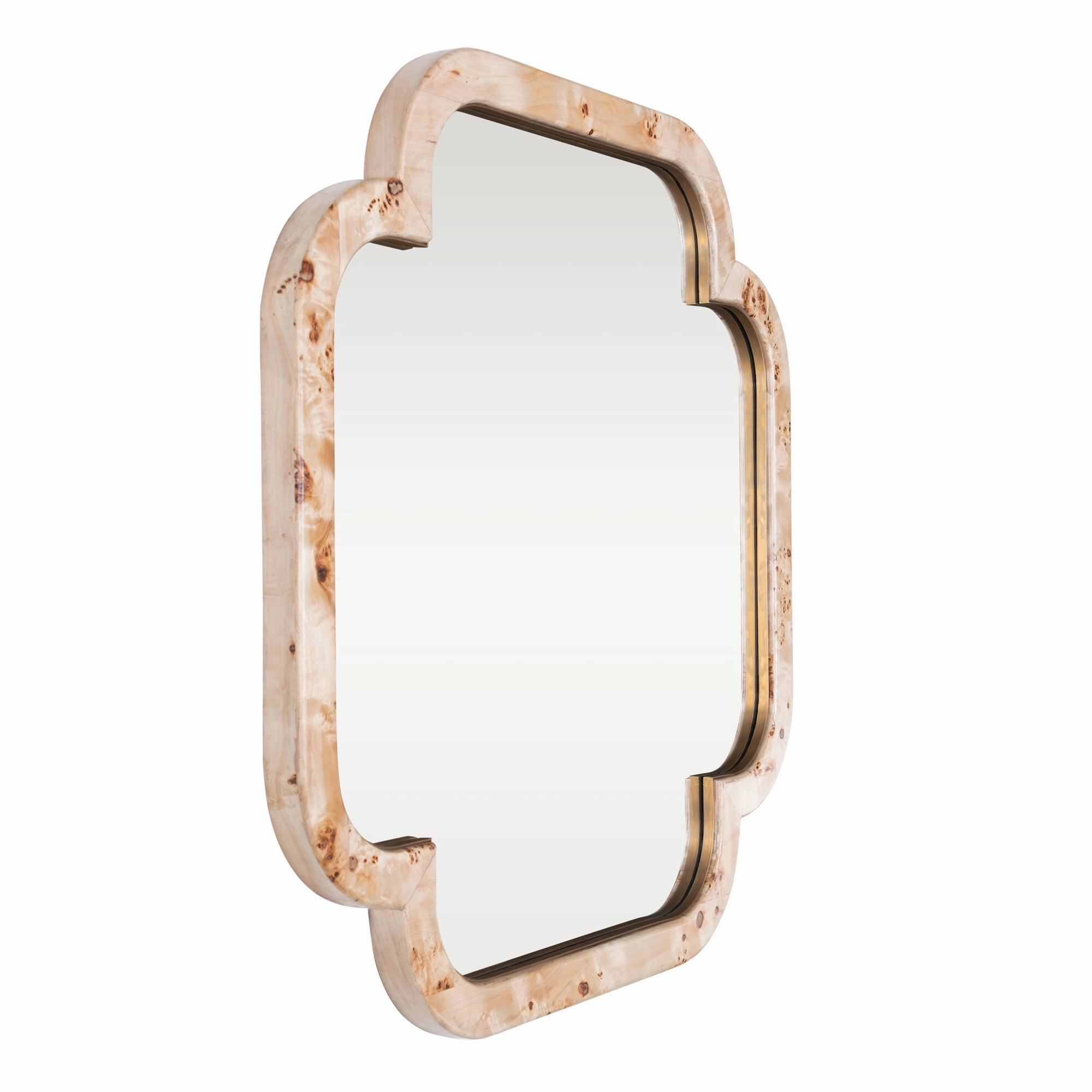 Swiss 455MI50B 50x50 Wall Mirror - Poplar Burl/Weathered Brass