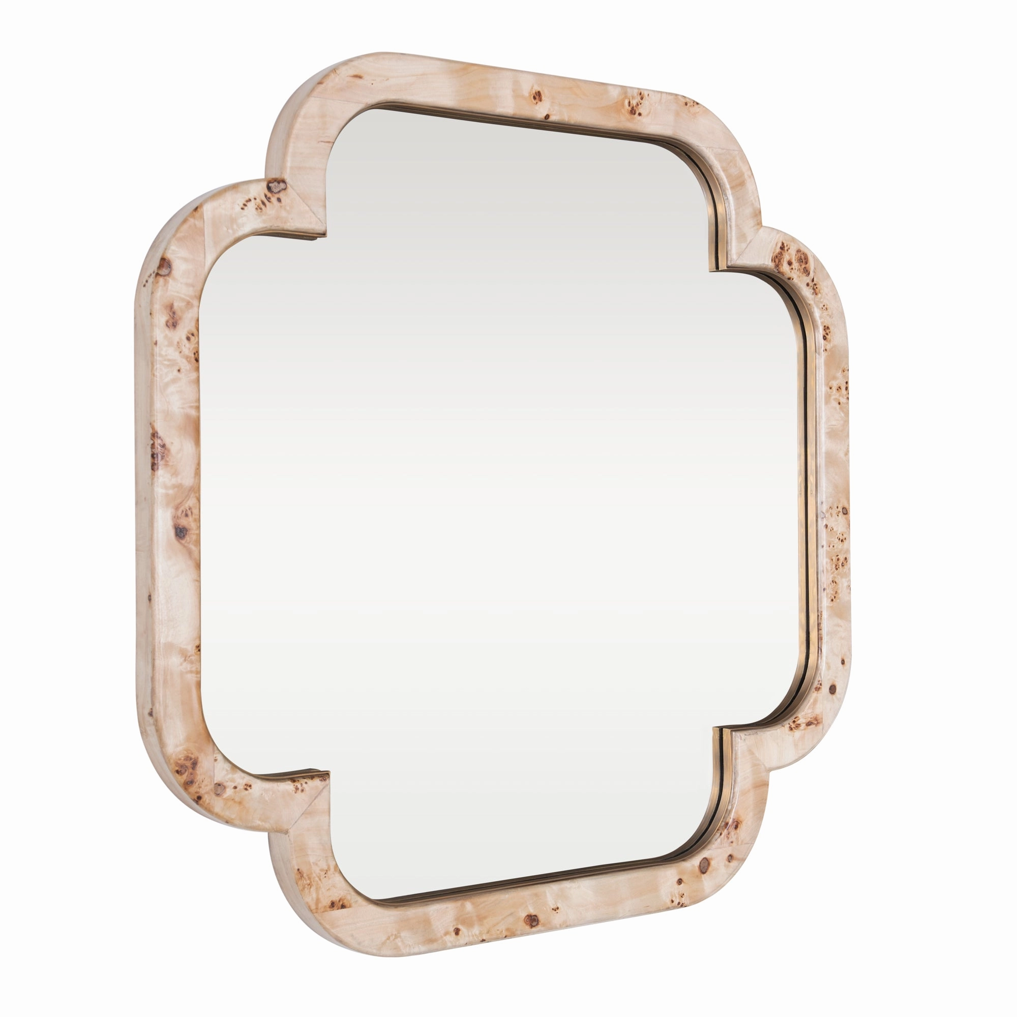 Swiss 455MI50B 50x50 Wall Mirror - Poplar Burl/Weathered Brass
