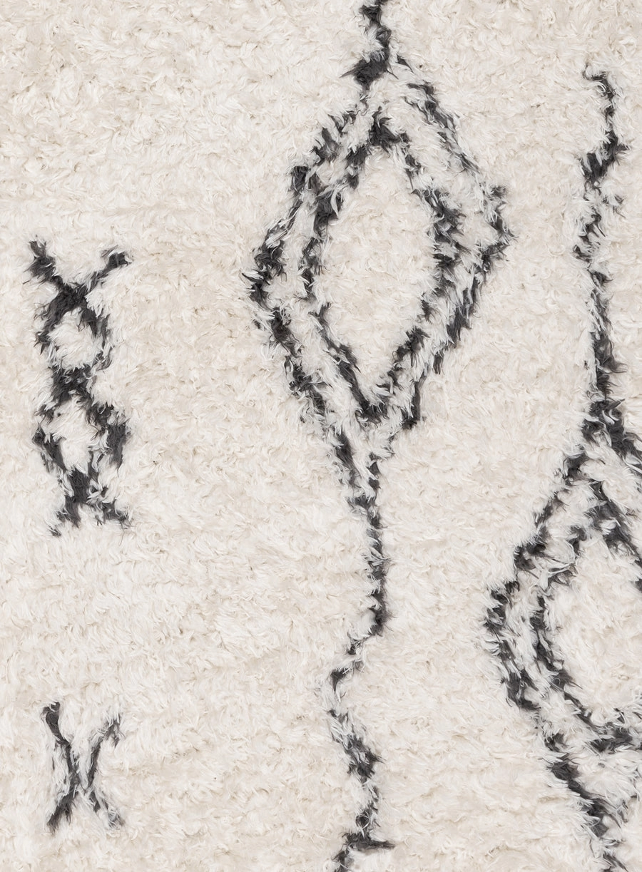 Tabitha Cream & Black Tribal Shag Rug *NO RETURNS UNLESS FAULTY