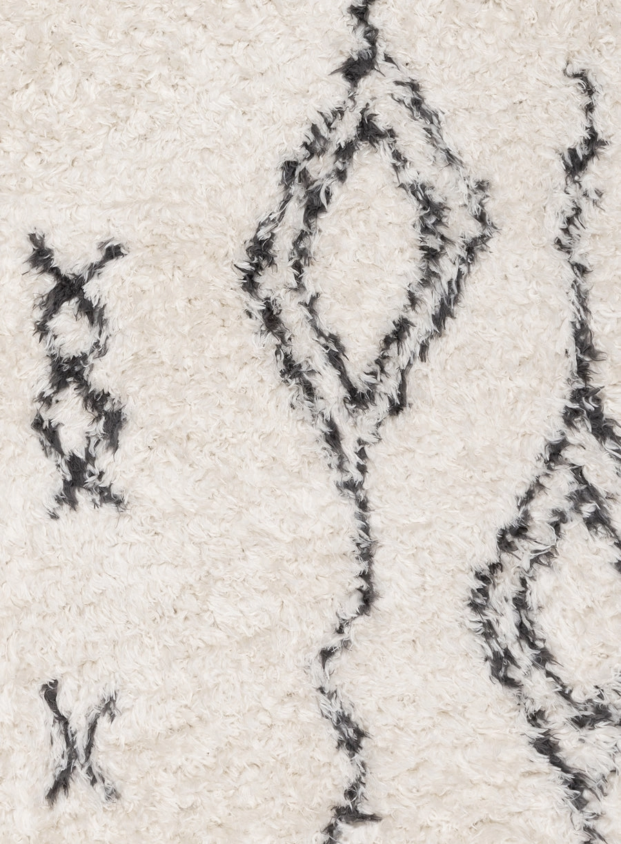 Tabitha Cream & Black Tribal Shag Rug *NO RETURNS UNLESS FAULTY