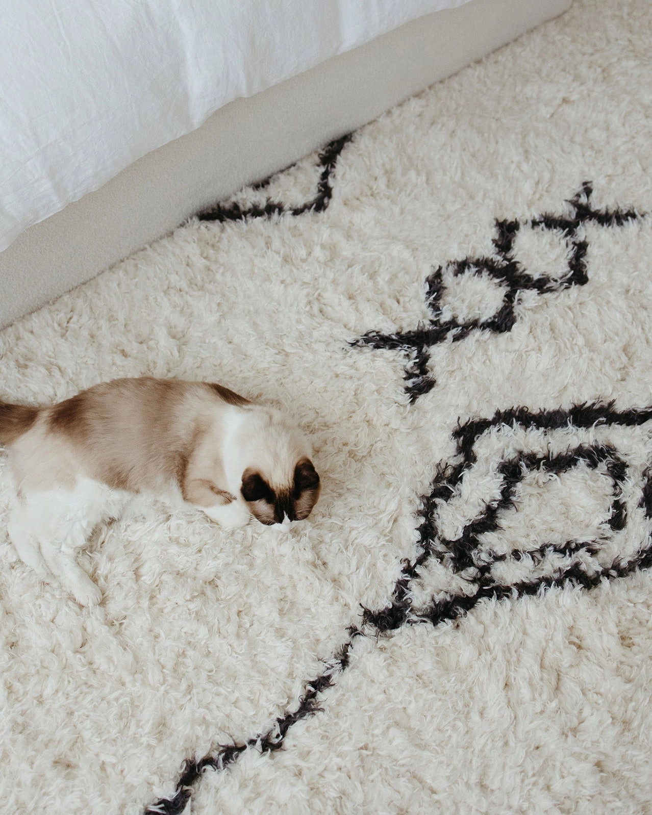 Tabitha Cream & Black Tribal Shag Rug *NO RETURNS UNLESS FAULTY