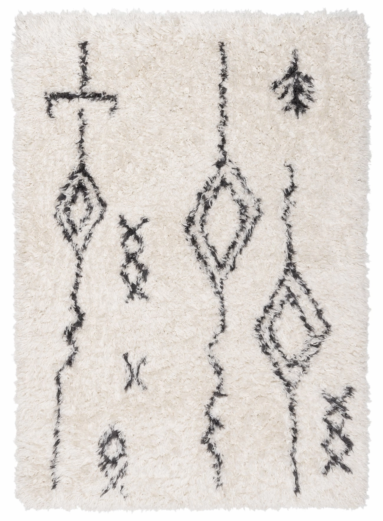 Tabitha Cream & Black Tribal Shag Rug *NO RETURNS UNLESS FAULTYmodern color block patchwork rug