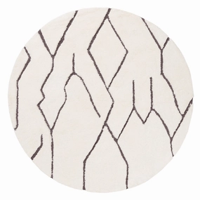 Tahlee Cream and Grey Tribal Round Shag Rug *NO RETURNS UNLESS FAULTYmodern color block patchwork rug