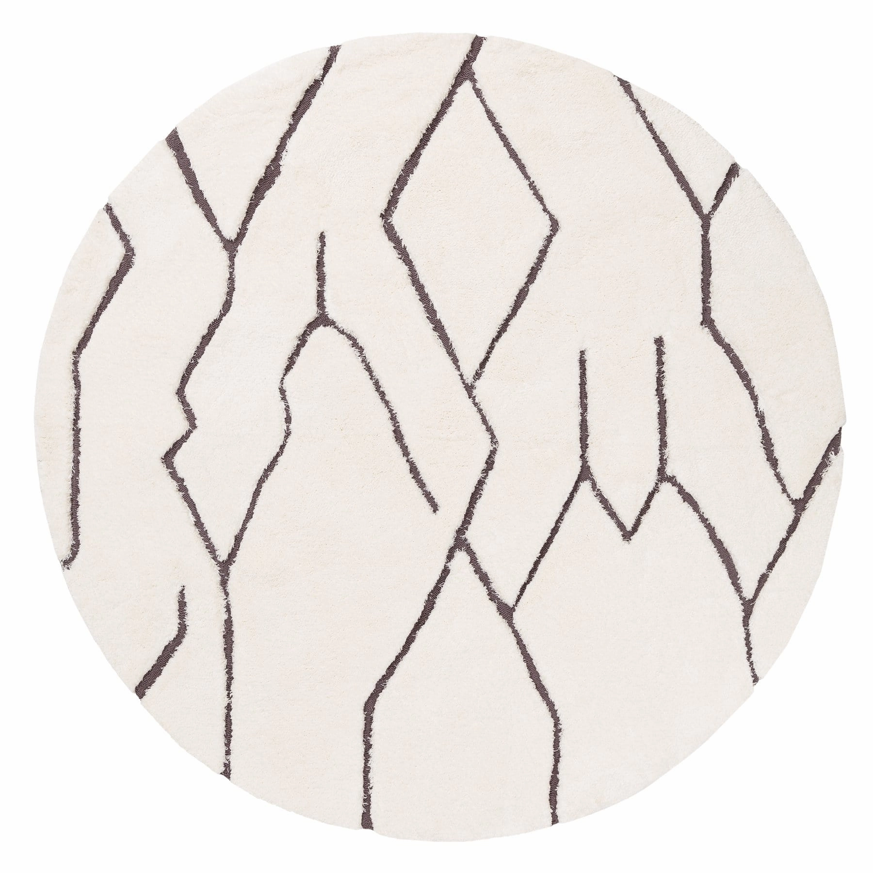 Tahlee Cream and Grey Tribal Round Shag Rug *NO RETURNS UNLESS FAULTYmodern color block patchwork rug
