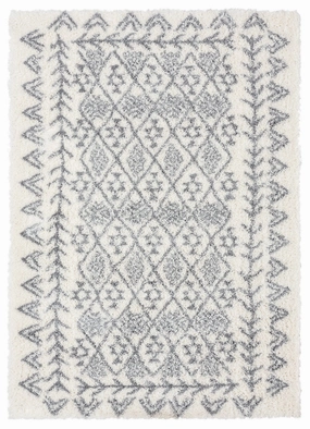 Tahnee Ivory And Grey Tribal Shag Rug *NO RETURNS UNLESS FAULTYmodern color block patchwork rug