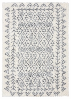 Tahnee Ivory And Grey Tribal Shag Rug *NO RETURNS UNLESS FAULTYmodern color block patchwork rug