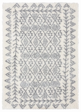 Tahnee Ivory And Grey Tribal Shag Rug *NO RETURNS UNLESS FAULTYmodern color block patchwork rug