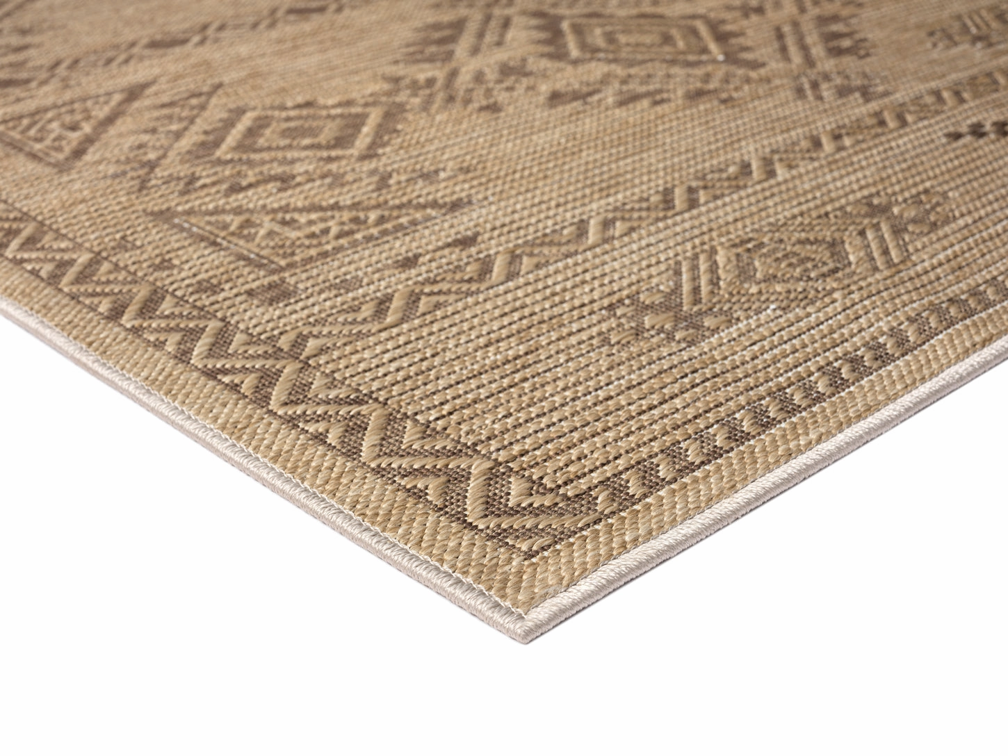 Takha Brown and Beige Tribal Flatweave Indoor Outdoor Rug