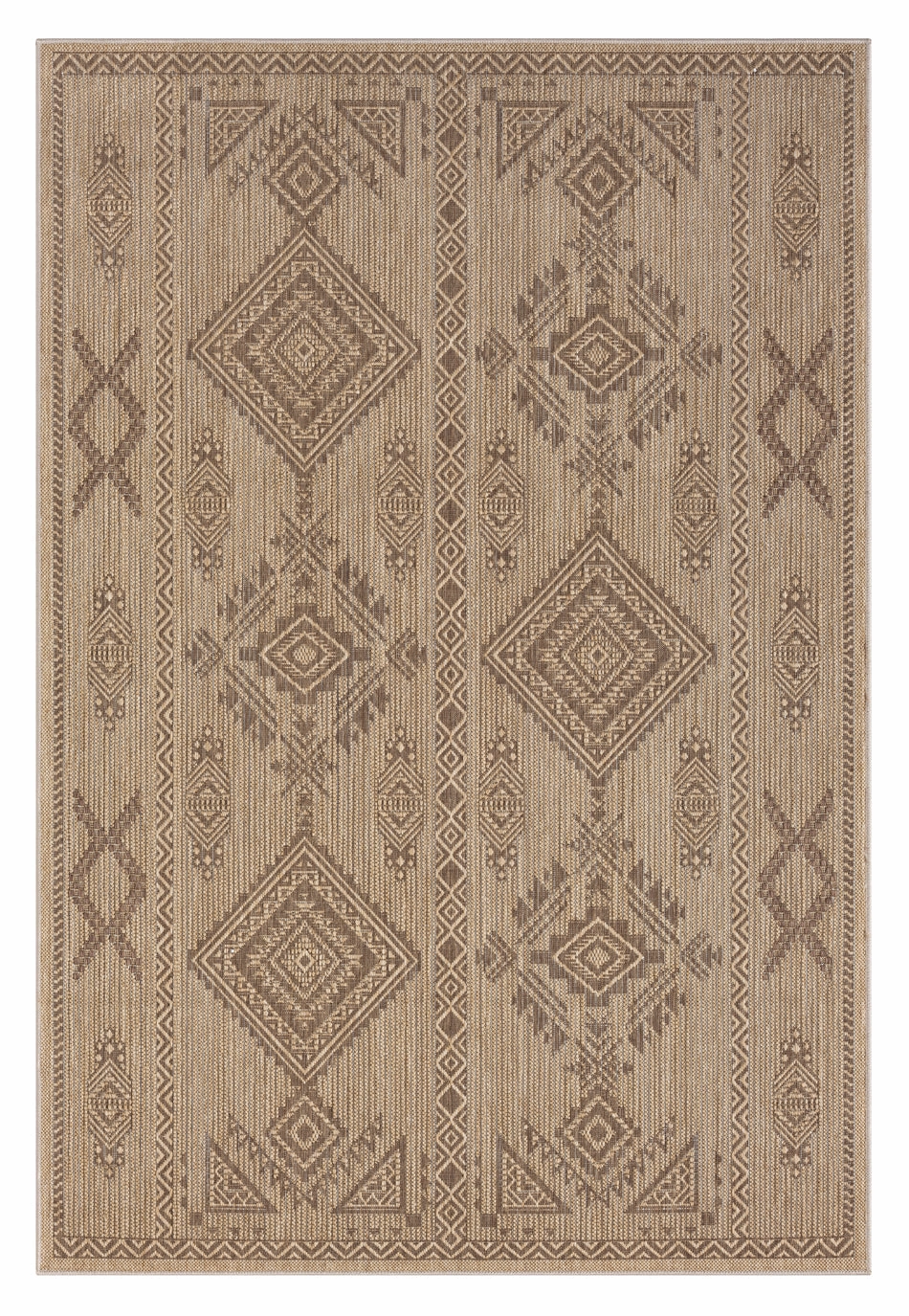 Takha Brown and Beige Tribal Flatweave Indoor Outdoor Rugmodern color block patchwork rug