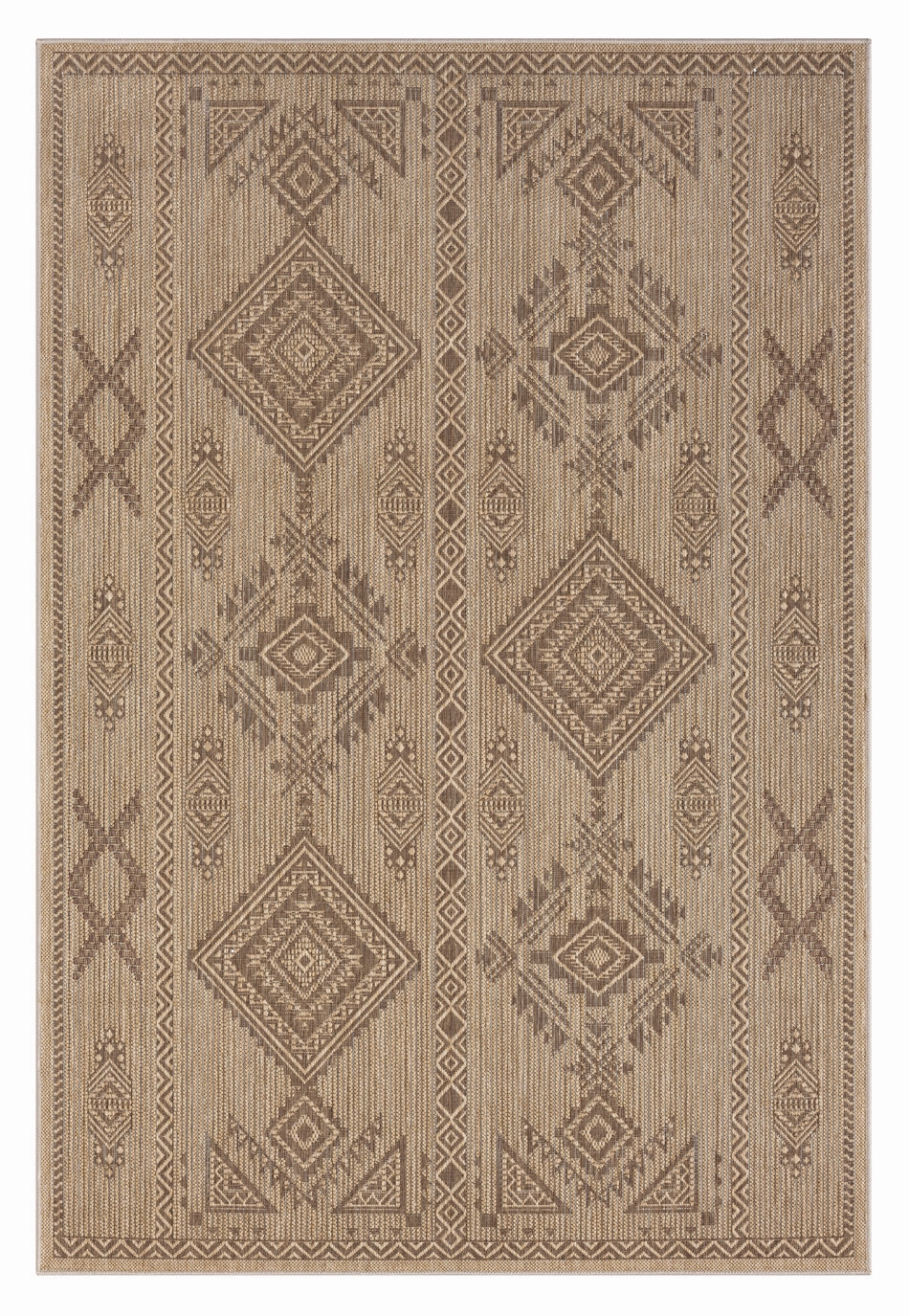 Takha Brown and Beige Tribal Flatweave Indoor Outdoor Rugmodern color block patchwork rug