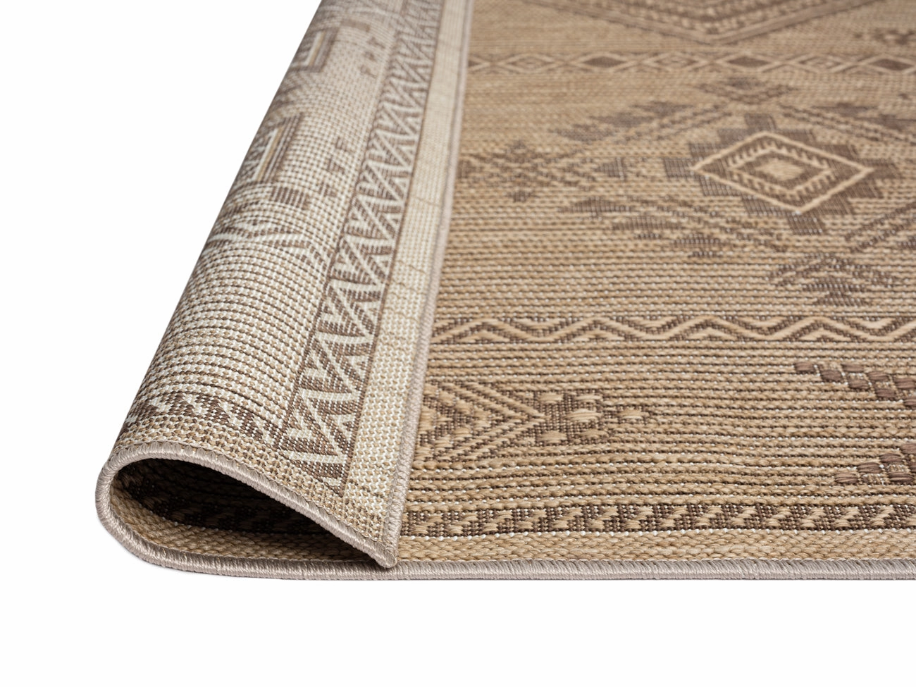 Takha Brown and Beige Tribal Flatweave Indoor Outdoor Rug