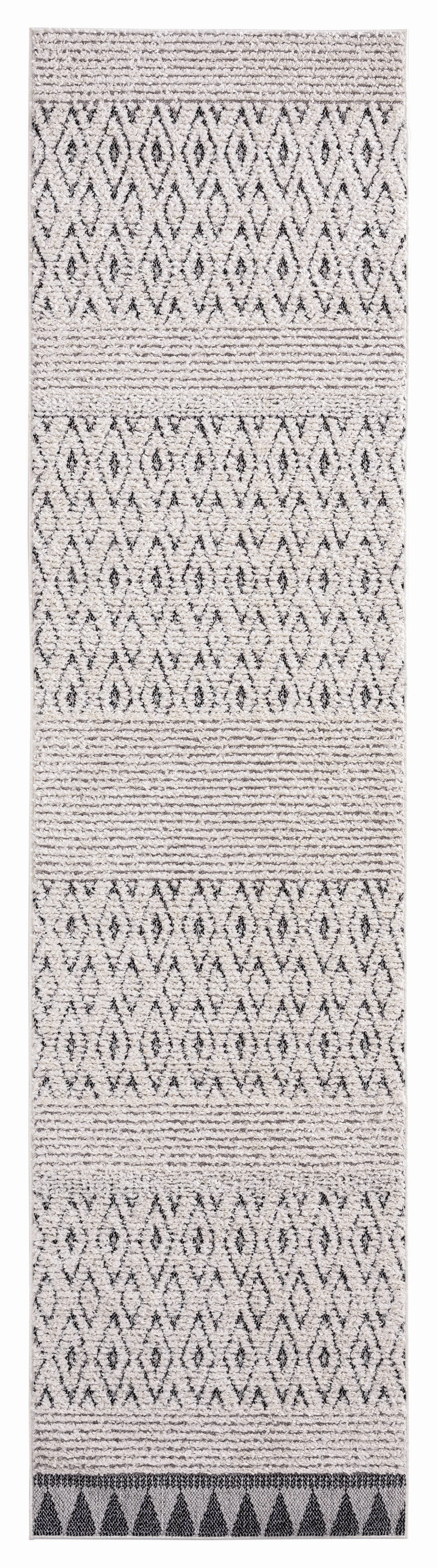Talia Ivory Black Tribal Textured Runner Rug *NO RETURNS UNLESS FAULTYmodern color block patchwork rug