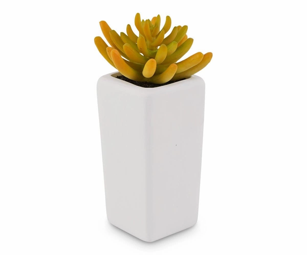 Tall Potted Golden Faux Succulent