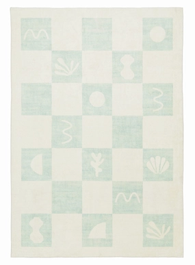 Tara Blue and Cream Checkered Washable Rugmodern color block patchwork rug