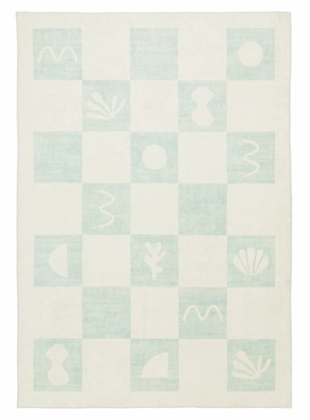Tara Blue and Cream Checkered Washable Rugmodern color block patchwork rug