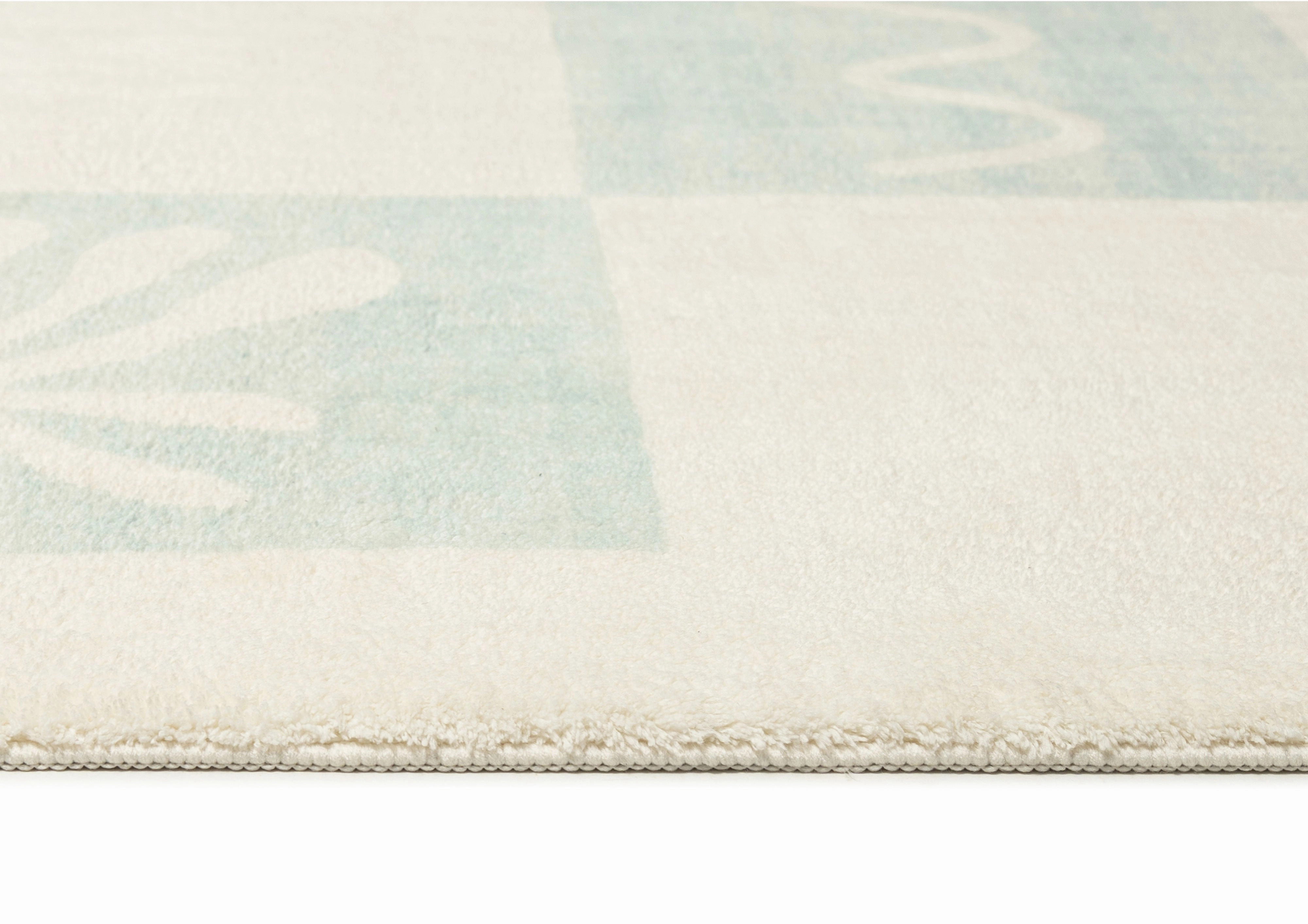 Tara Blue and Cream Checkered Washable Rug