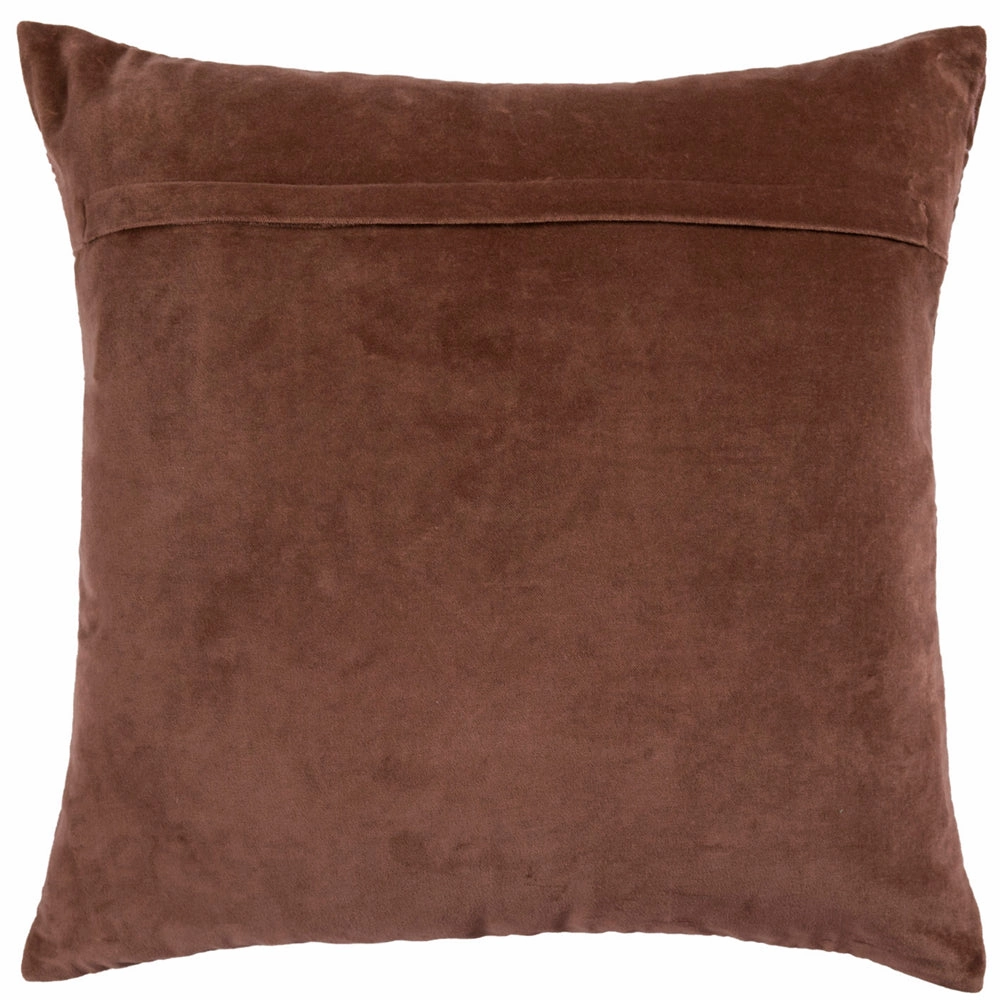 Taro Embroidered Feather Cushion Persimmon