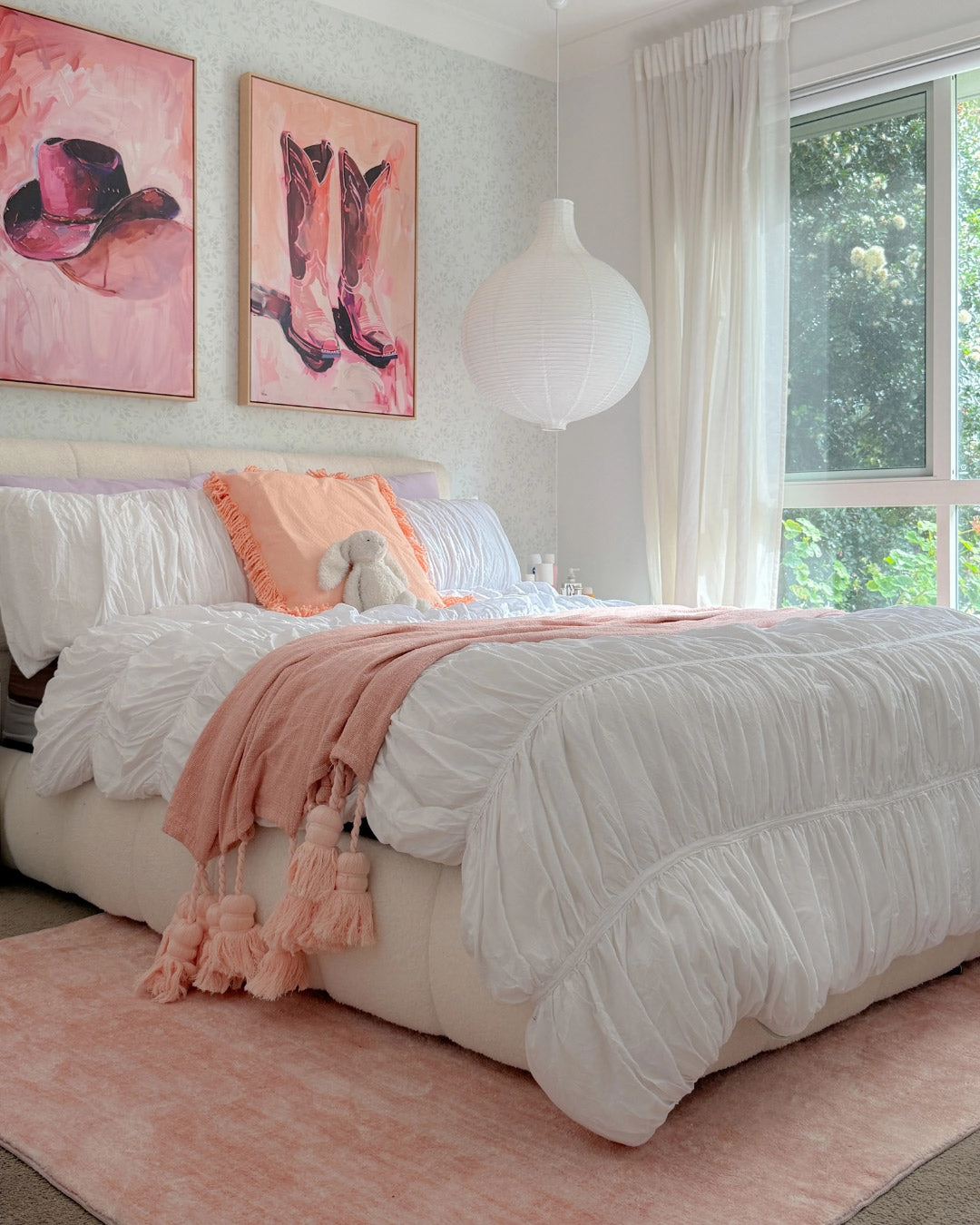 Tarquin Peach Pink Minimal Washable Rug