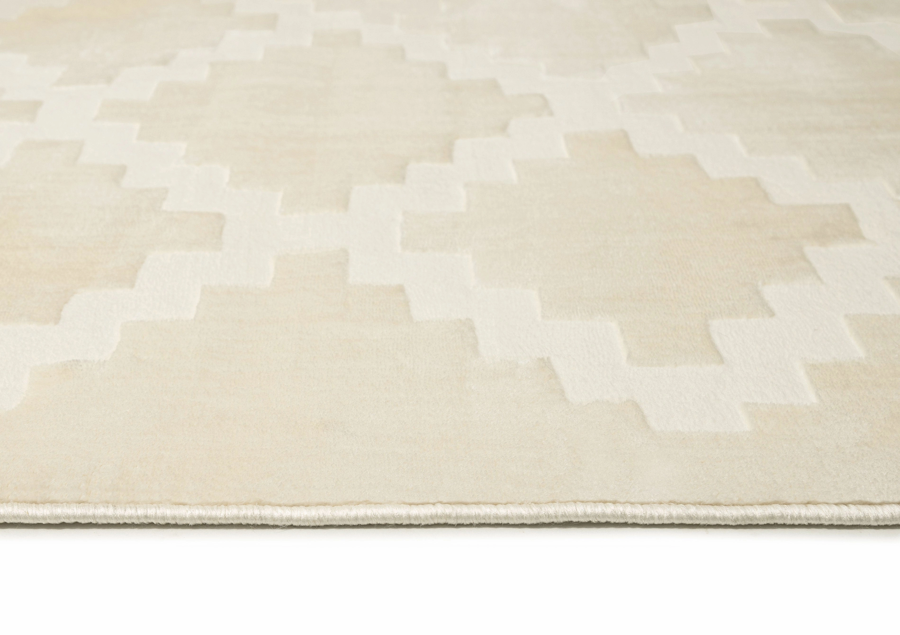 Tata Textured Diamond Neutral Washable Rug
